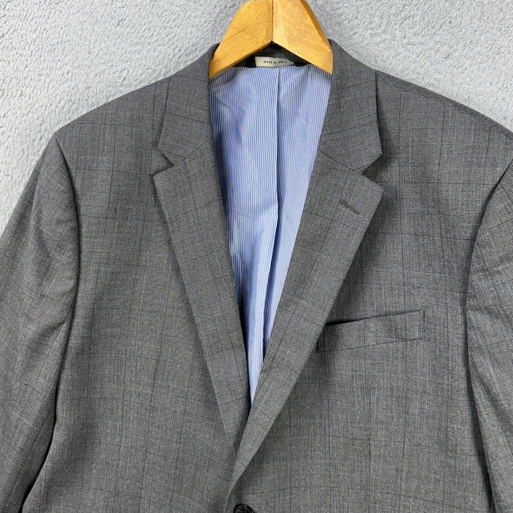 Banana Republic Blazer Sport Coat Men 44R Gray Glenn Plaid Standard Fit 2 Button